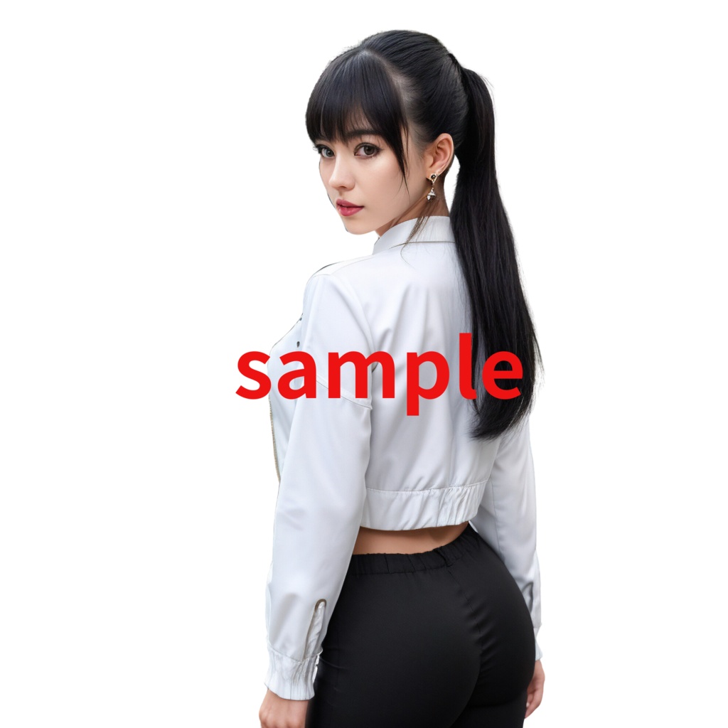 黒髪ポニーテールのアジア人女性(Asian woman with black hair ponytail)