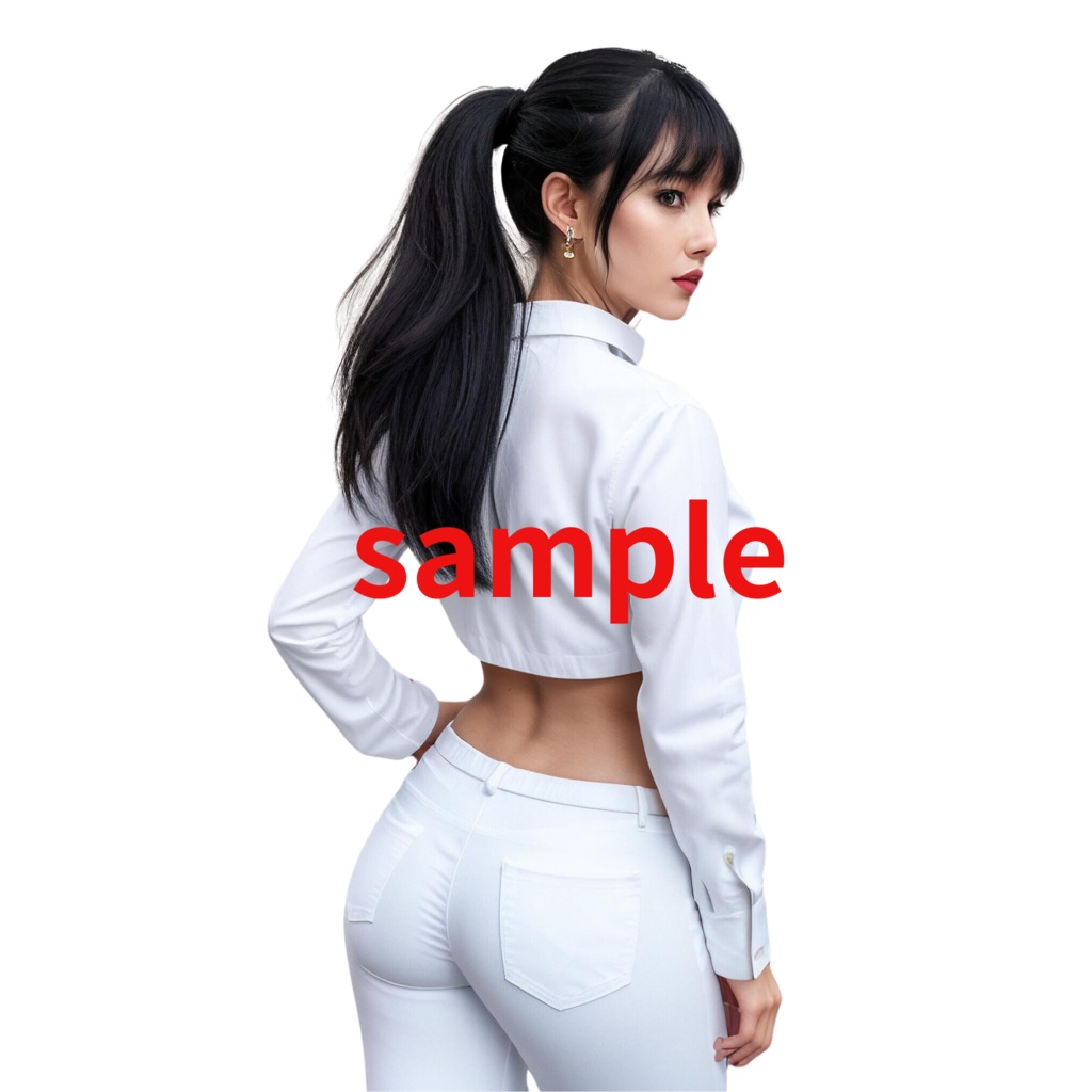 黒髪ポニーテールのアジア人女性2(Asian woman with black hair ponytail)