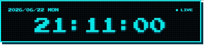 【OBS用無料素材】8ビット・ピクセル時計2色(ピンク/ネオン)⌚