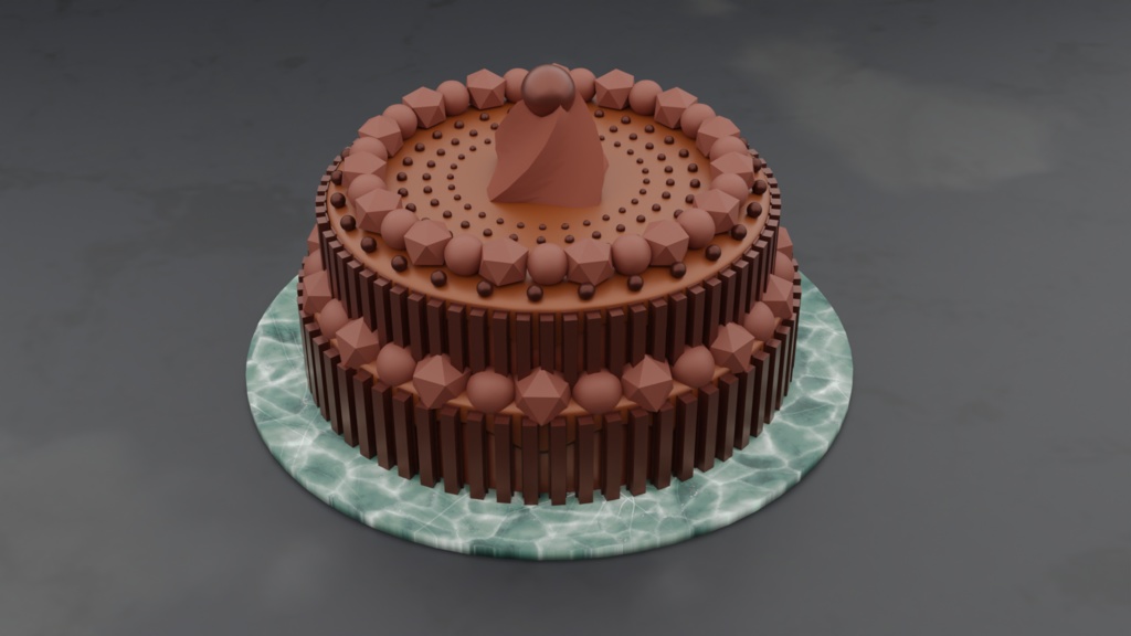 チョコレートケーキの3Dモデル 3d Model Of chocolate Cake Made Using Blender