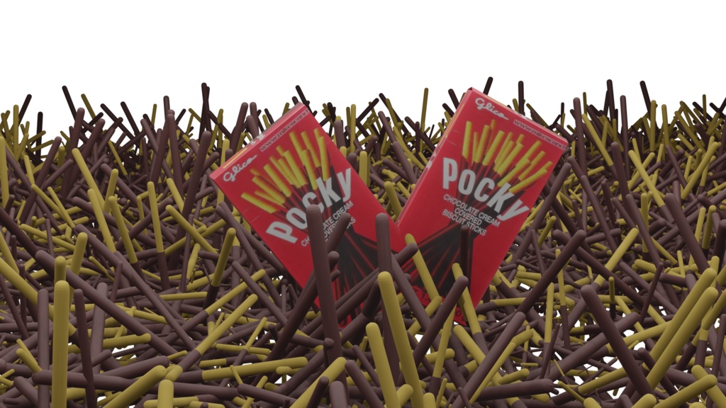 3d model of pocky Biscuit stick Chocolate/ ポッキー ビスケットスティック チョコレート made in the blender