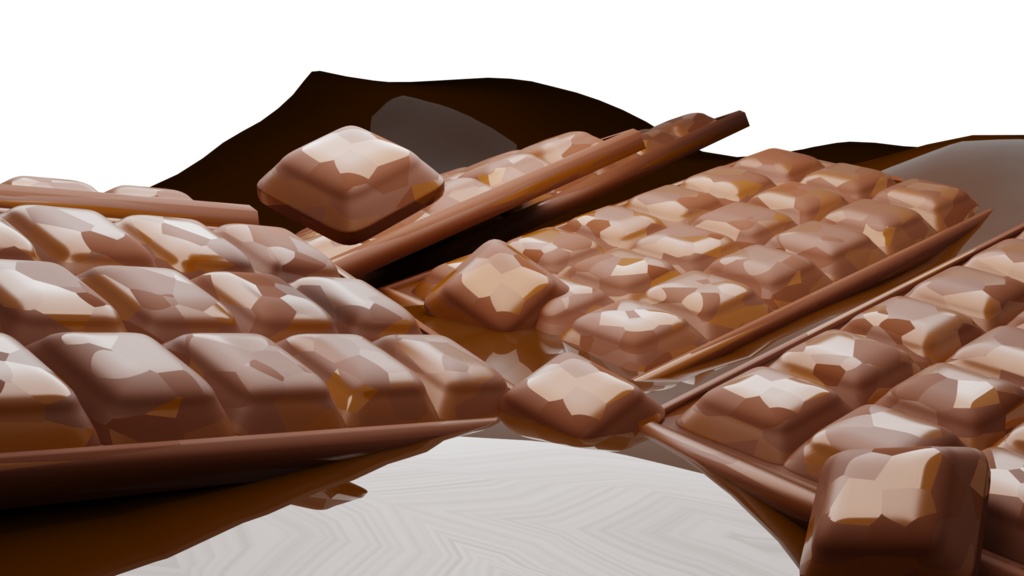 3d Model Of Chocolate In Choco Lake チョコレートバー In Blender