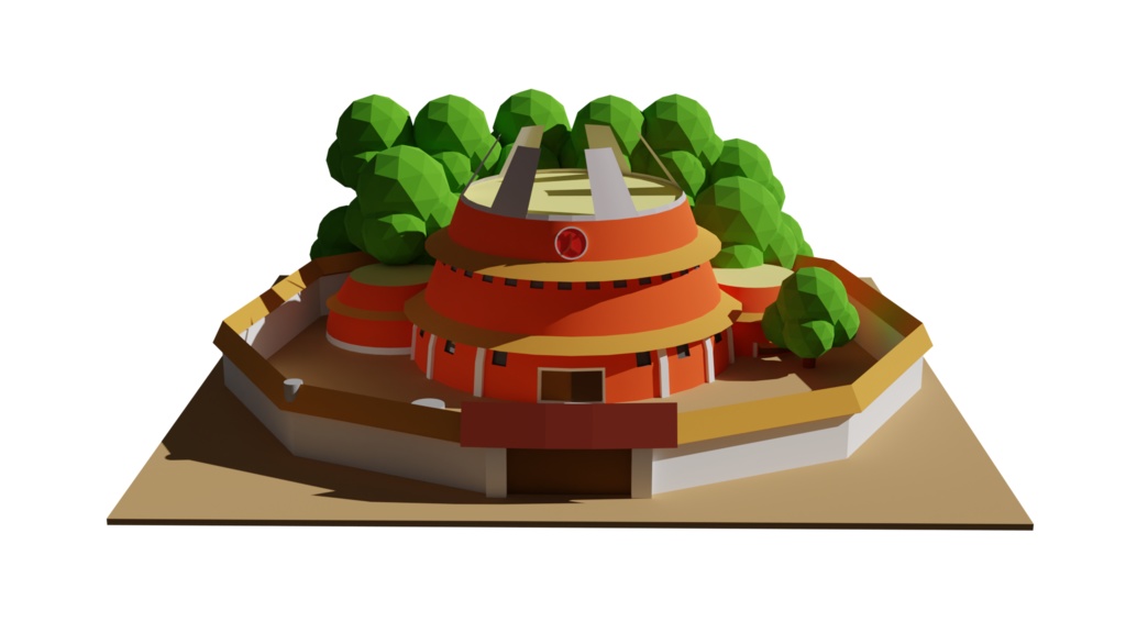 Lowpoly Hokage Tower From Naruto anime / 火影の塔 made In Blender 