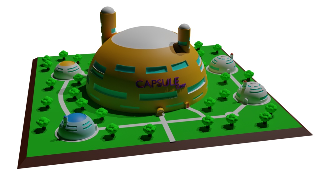 Lowpoly 3d Model Of Capsule Corp Building From Dragon Ball