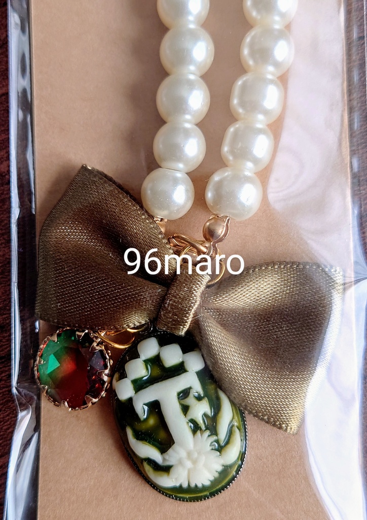 ①カメオ風⚪️パールバッグチャーム(宇髄、煉獄、炭治郎イメージ)