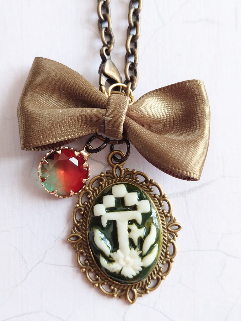 ②カメオ風チェーンバッグチャーム🎴炭治郎リボン付き