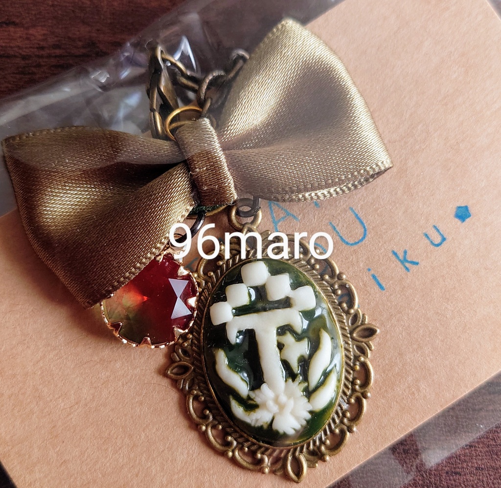 ②カメオ風チェーンバッグチャーム🎴炭治郎リボン付き