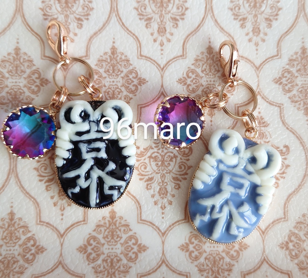 ⑫💙哀絶イメージカメオ風チャーム(シンプル土台)