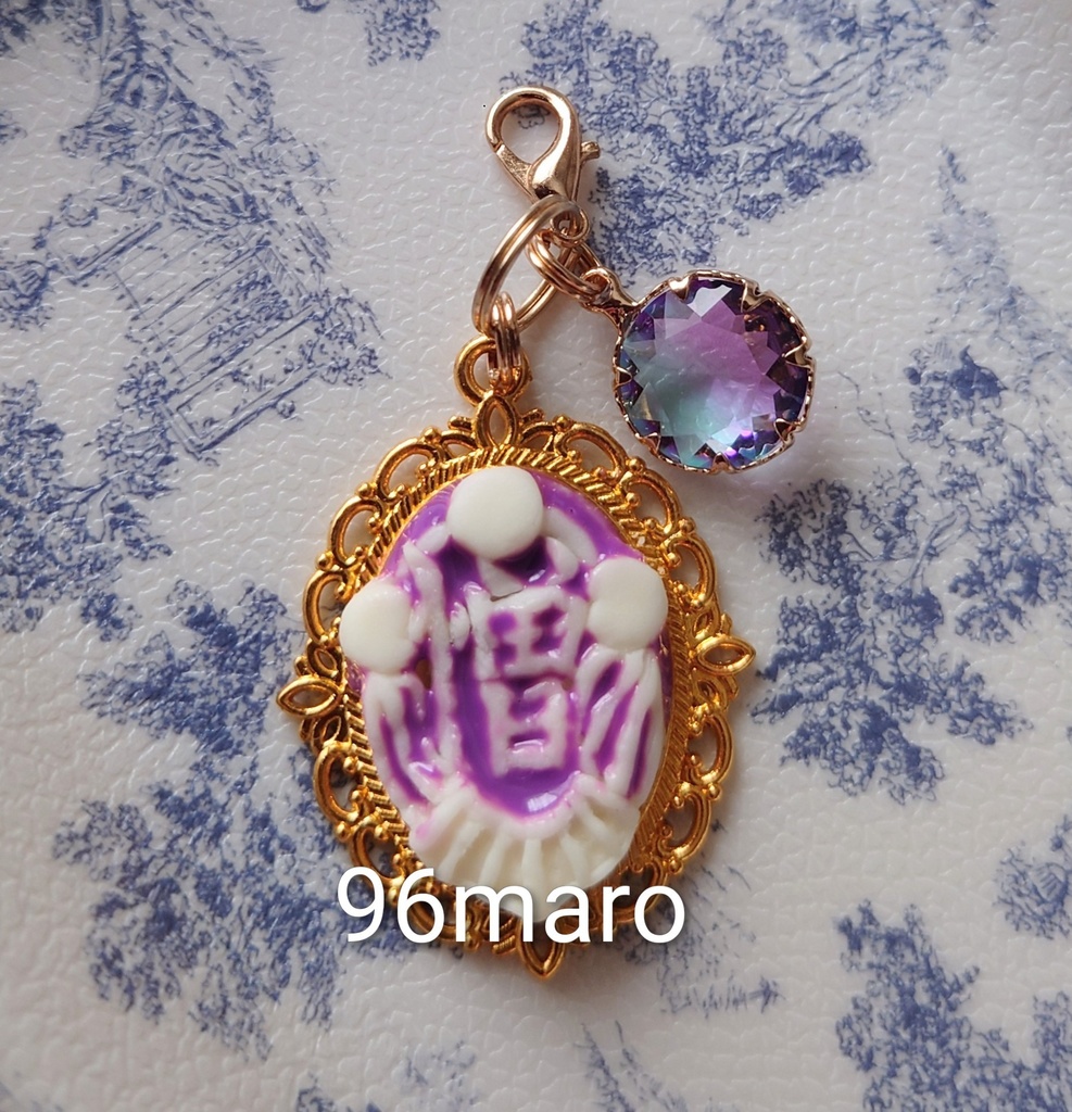 ⑮💜‪憎珀天イメージカメオ風チャーム(装飾土台)
