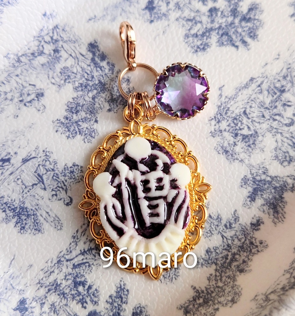 ⑮💜憎珀天イメージカメオ風チャーム(装飾土台)