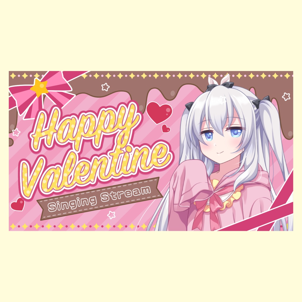 Vtuberバレンタイン配信サムネイル・ロゴと背景素材