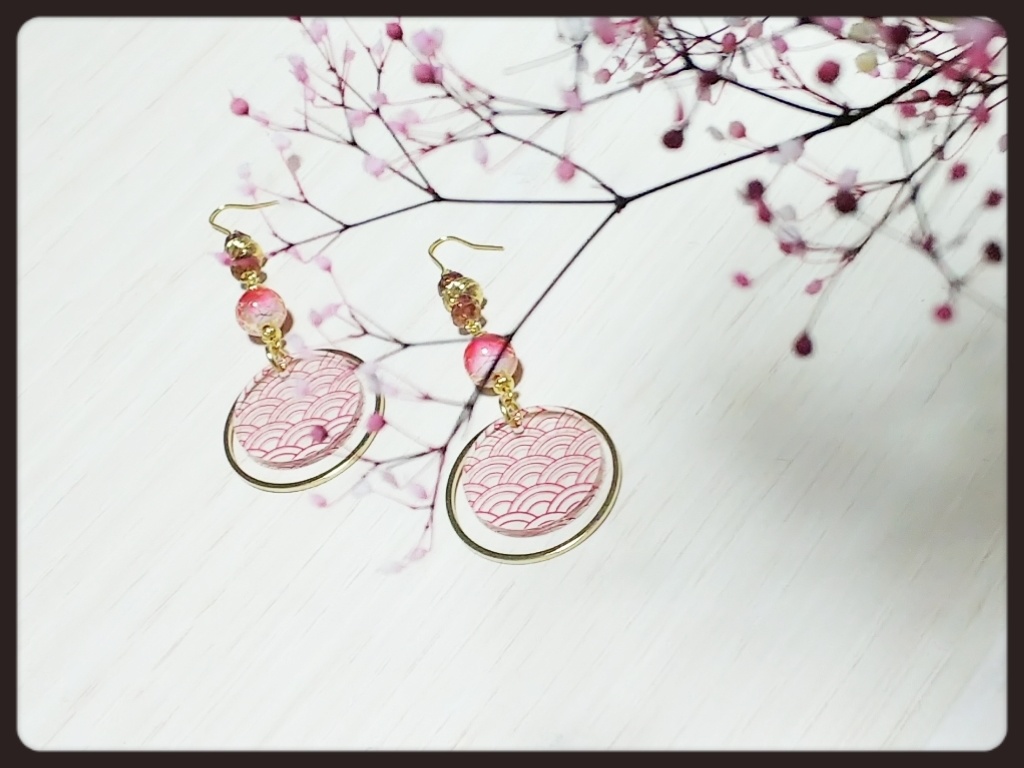 青海波柄ピアス&イヤリング (水の呼吸兄弟弟子イメージ)