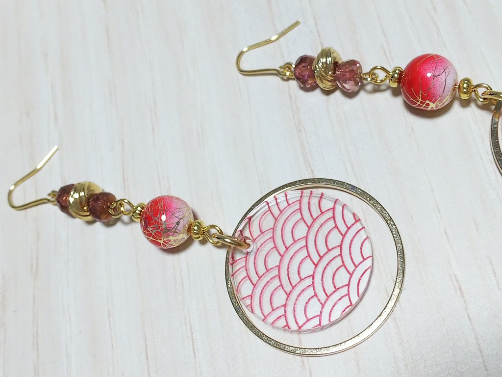 青海波柄ピアス&イヤリング (水の呼吸兄弟弟子イメージ)