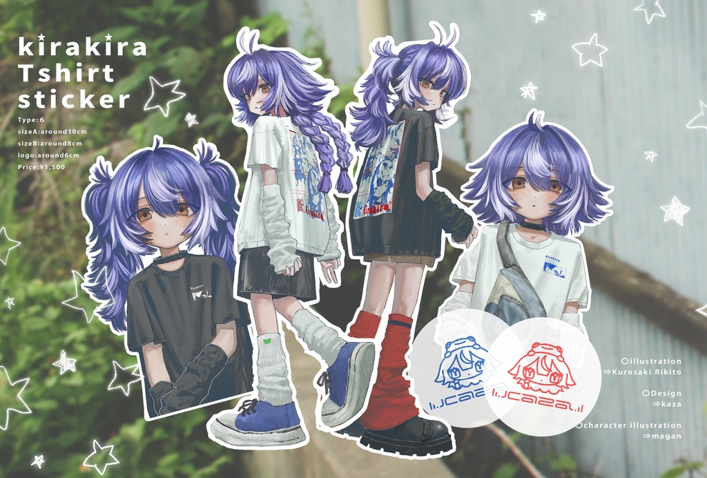  〖kaza danchi 2026SS〗kirakira Tshirt sticker [ 全6種 ]