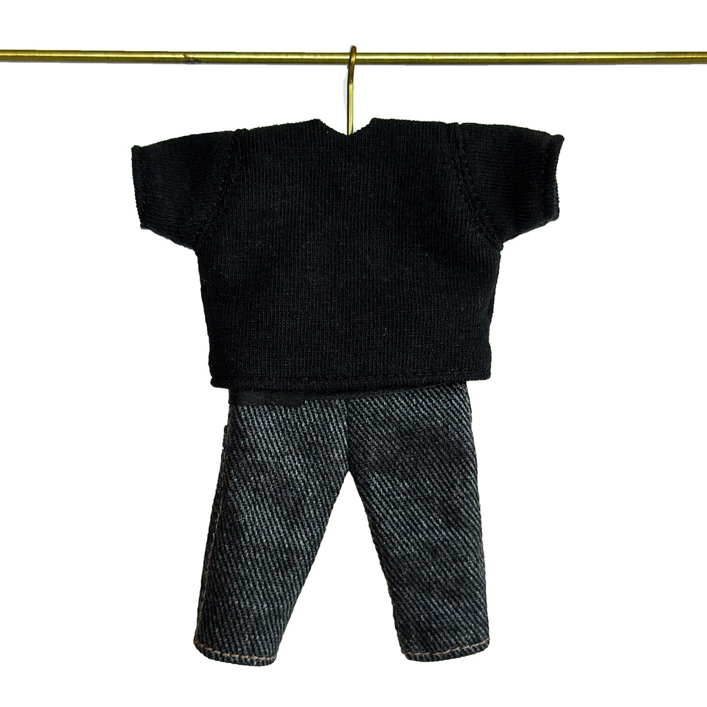 【黒T×ブラックデニム】タックインTシャツセット