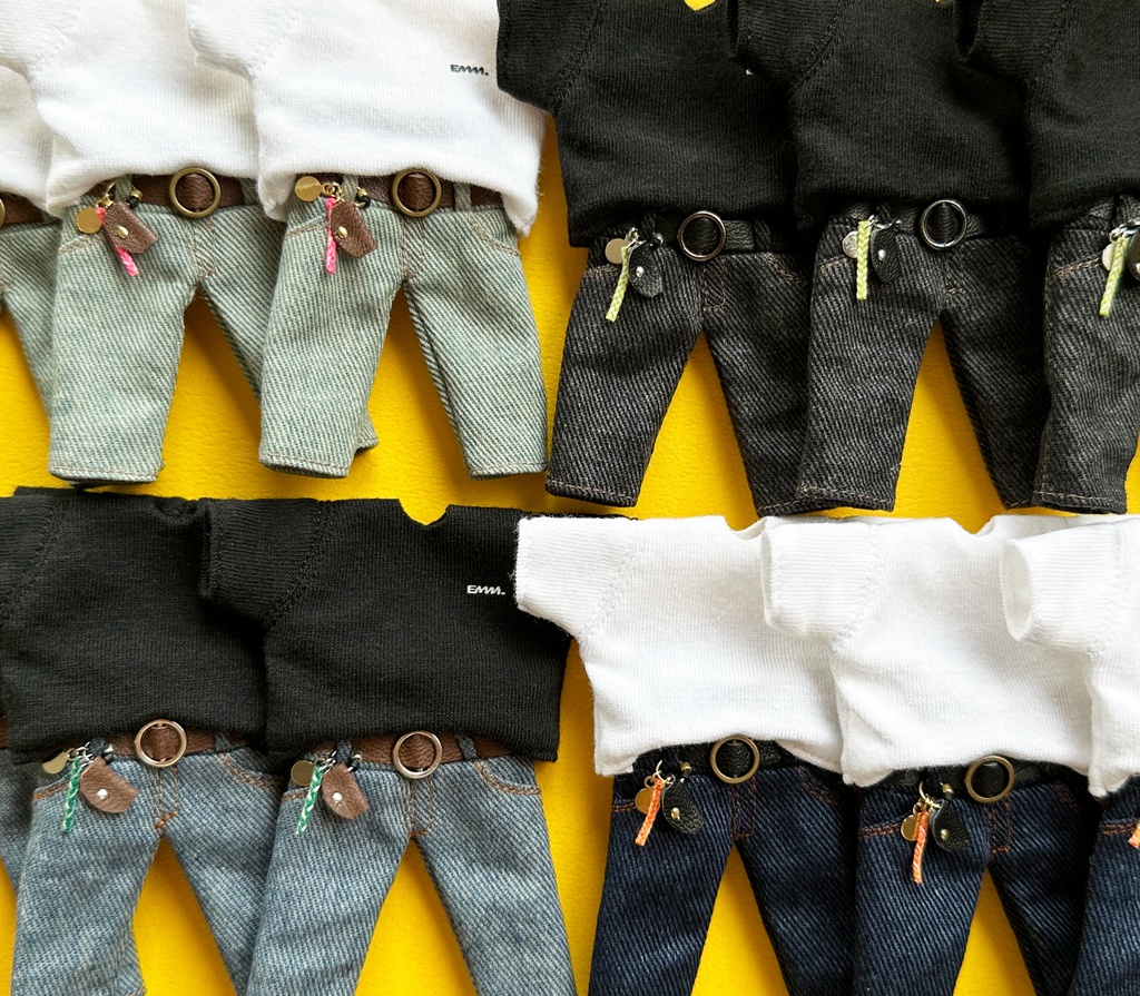 【黒T×ブラックデニム】タックインTシャツセット