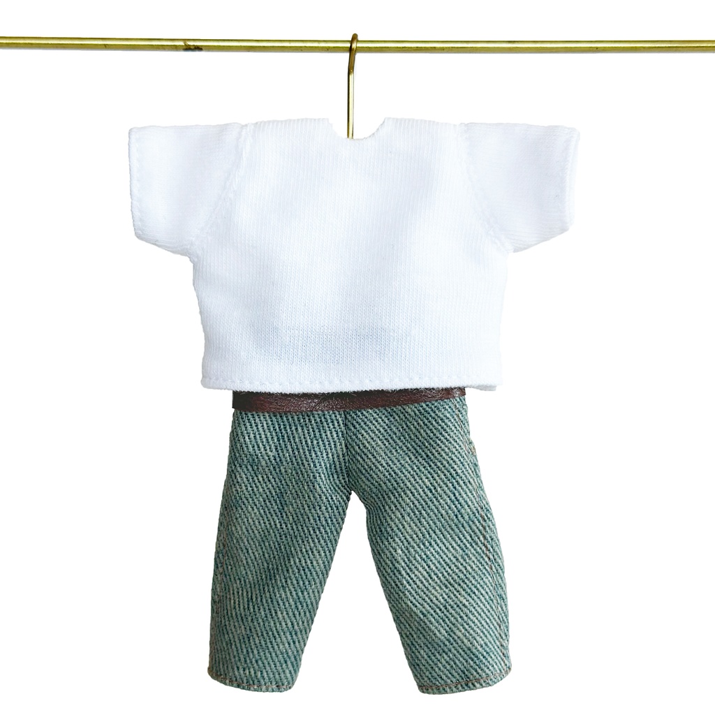 【白T×ライトブルーデニム】タックインTシャツセット