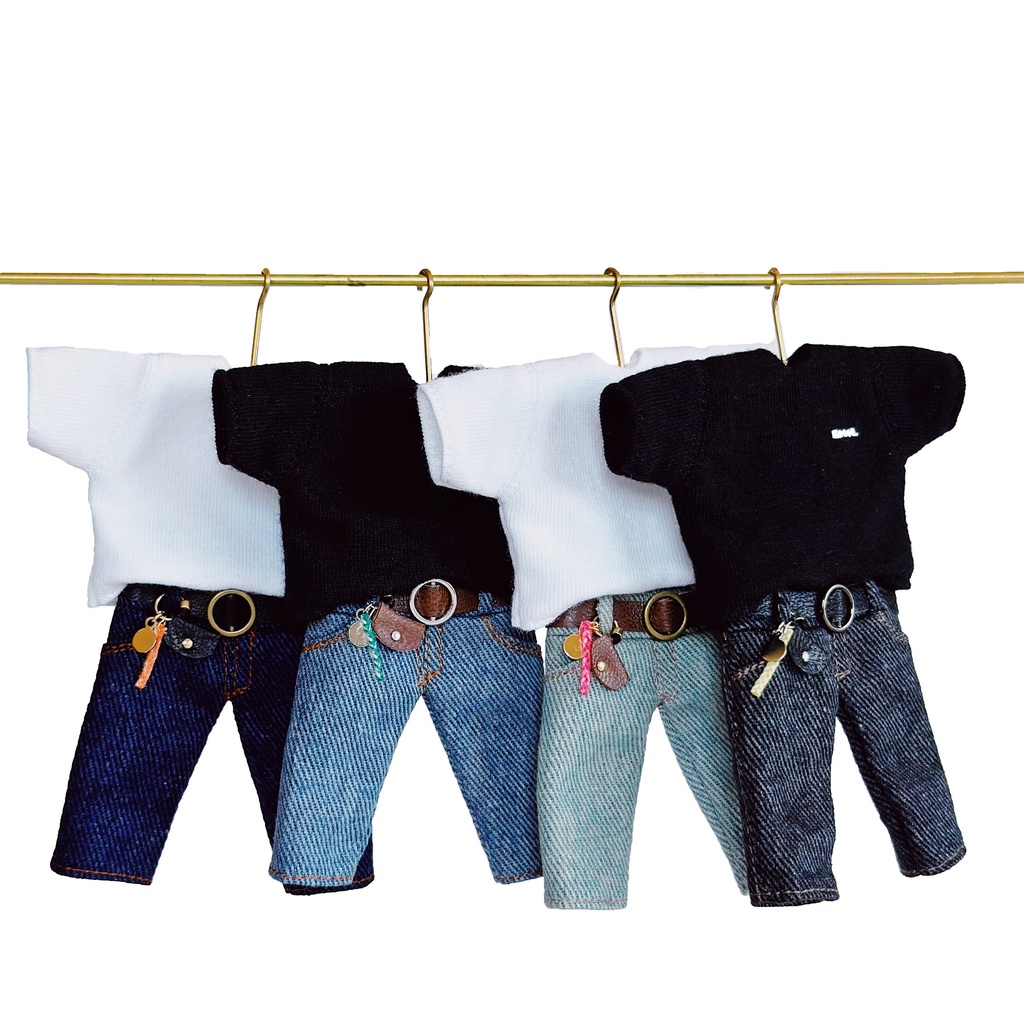 【白T×ライトブルーデニム】タックインTシャツセット