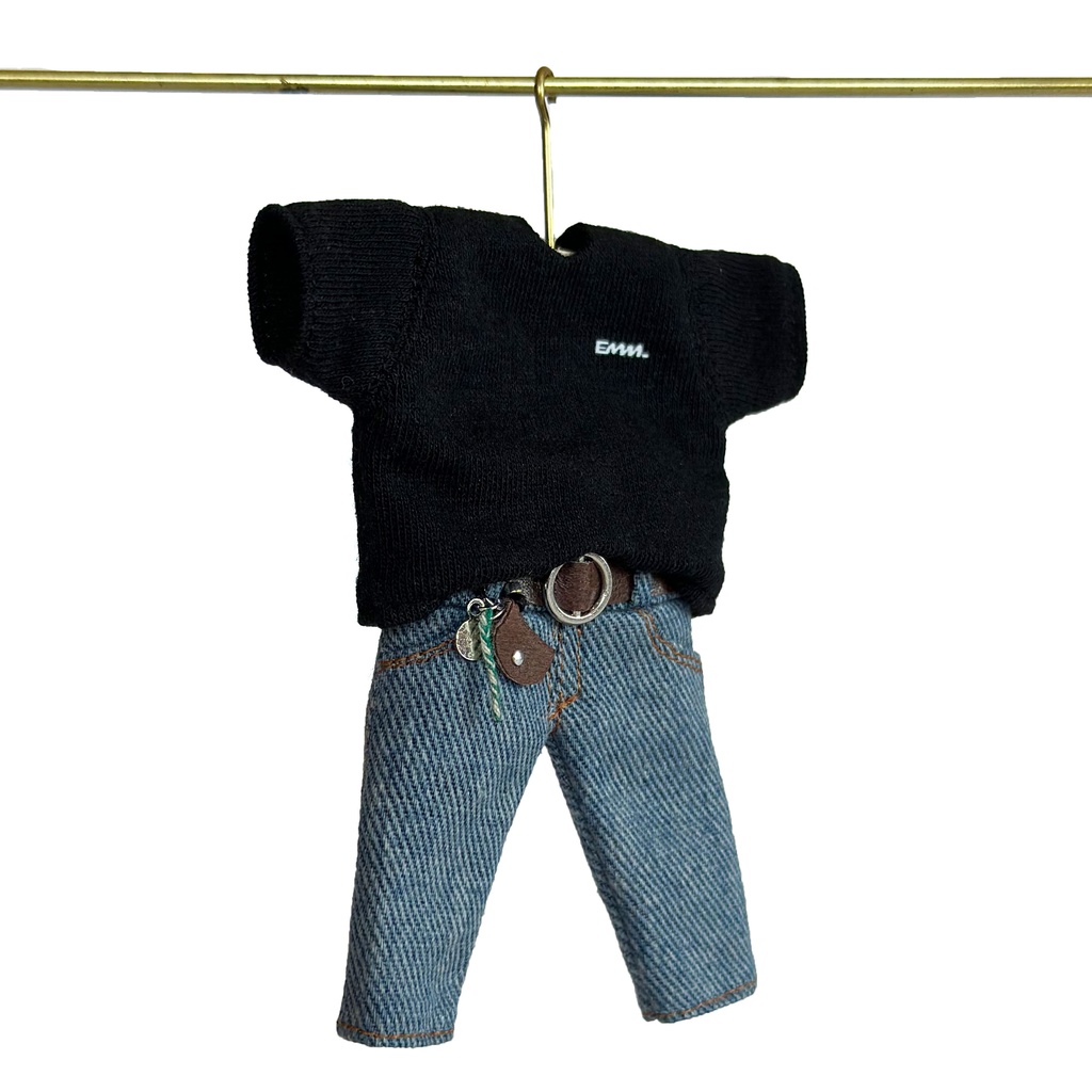 【黒T×ブルーデニム】タックインTシャツセット