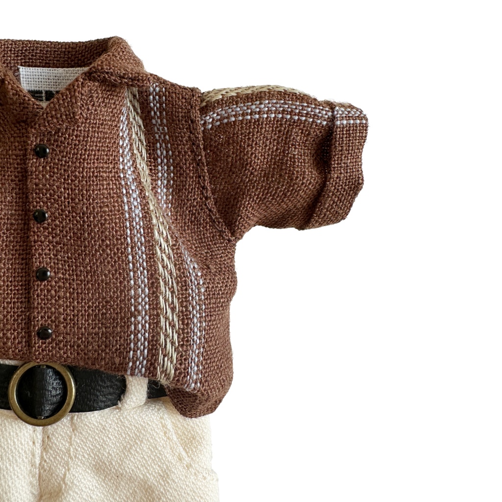 【マロンブラウン】リネンタックインシャツセット