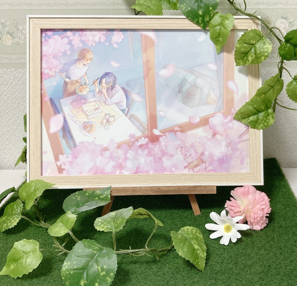 額装イラスト「とある、春の日」
