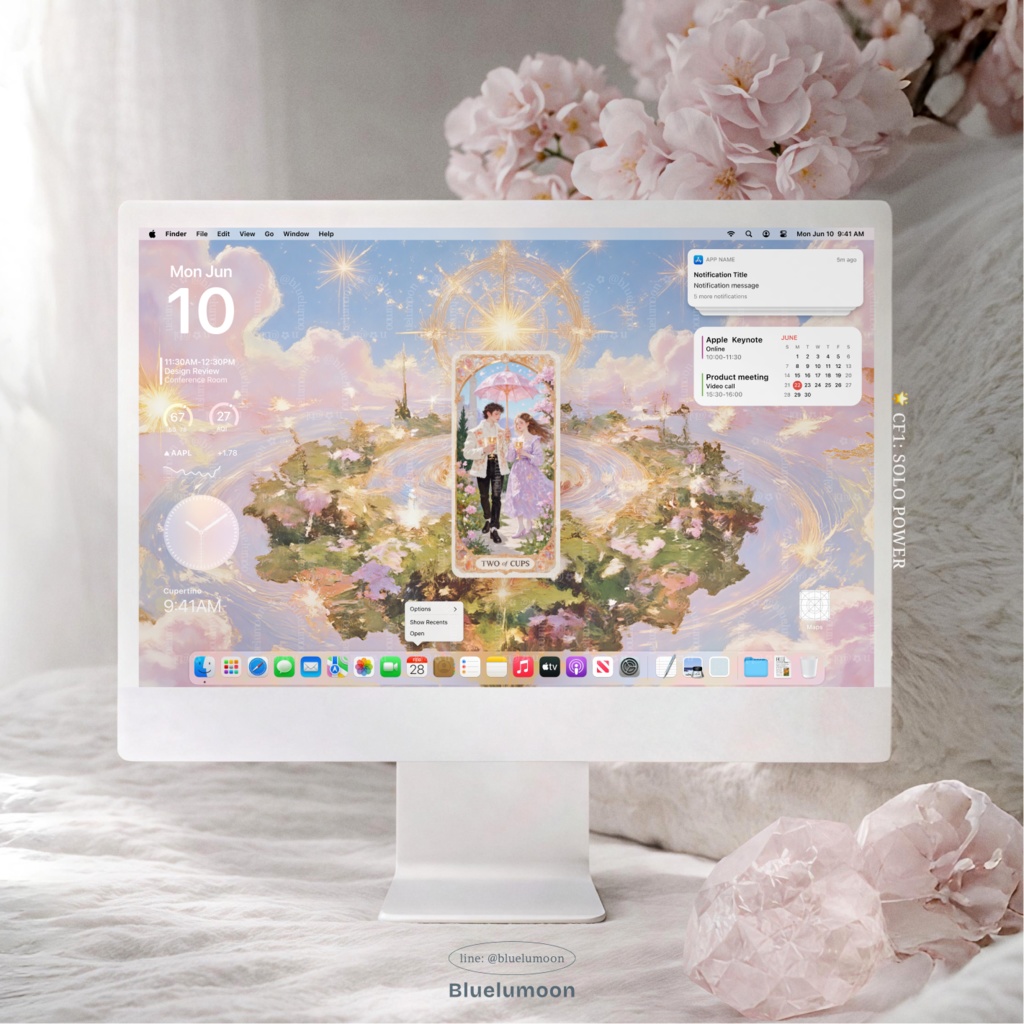 Two of cups Tarot Wallpaper for PC Desktop | oil painting texture | bluelumoon