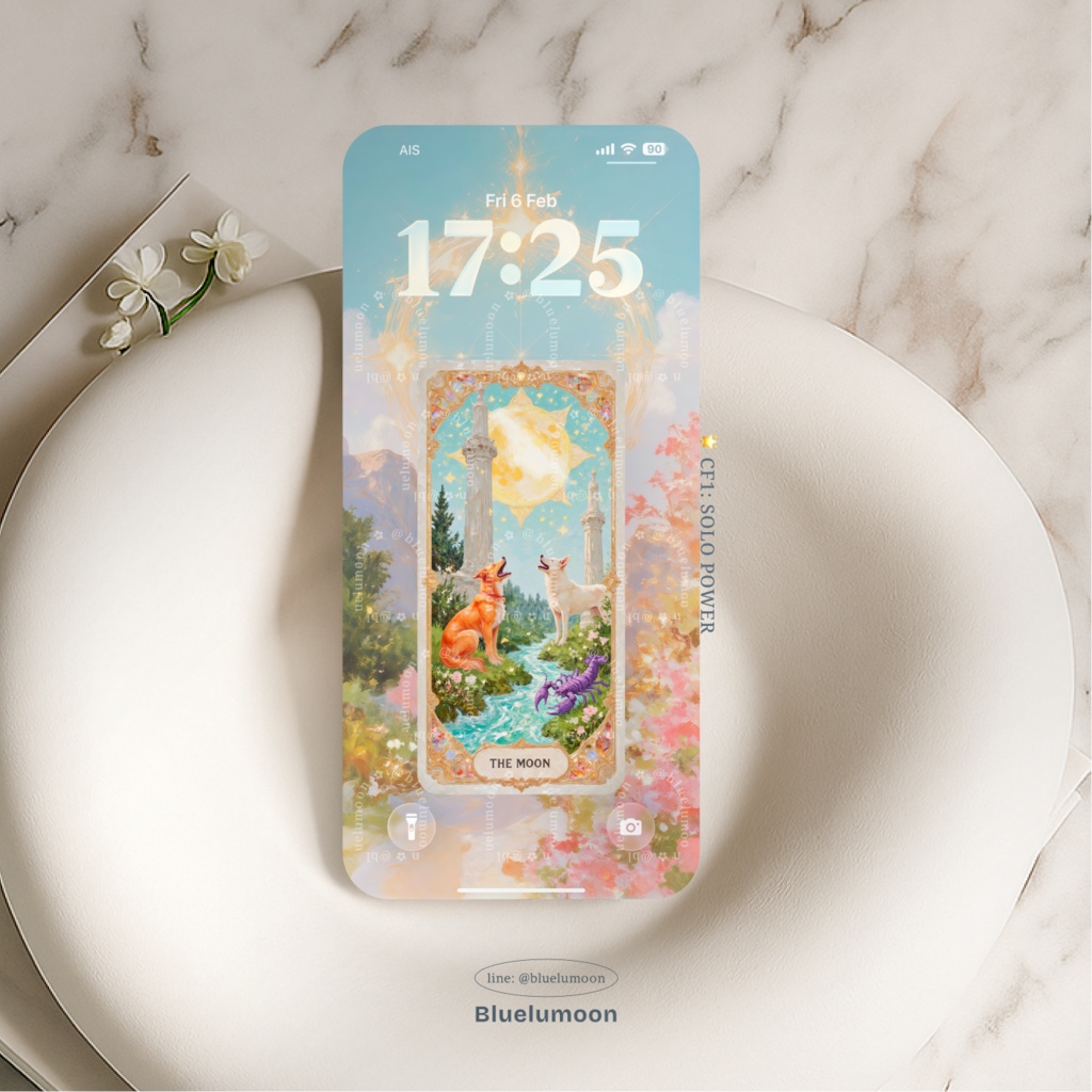 The moon Tarot Wallpaper for mobile | oil painting texture | bluelumoon