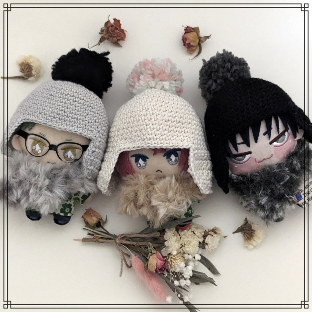 耳あて付きポンポンニット帽☆★10㎝~12㎝向け