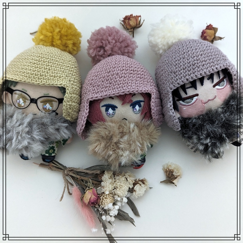 耳あて付きポンポンニット帽☆★10㎝~12㎝向け