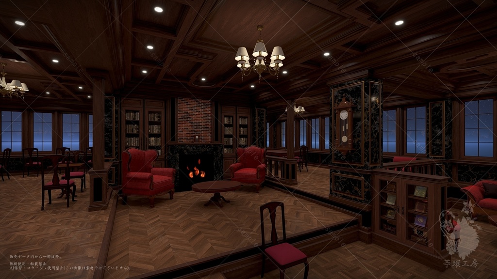 【背景素材/3DCG背景集】Vintage_Library Room