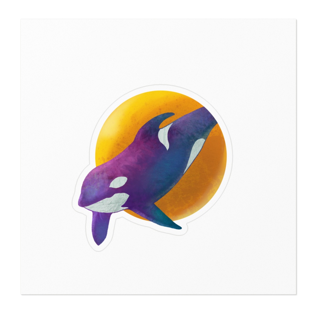 月とシャチ 【ステッカー】