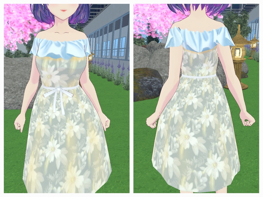 花柄オフショルワンピ4種類【無料版あり】一部修正