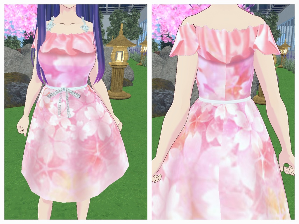 花柄オフショルワンピ4種類【無料版あり】一部修正