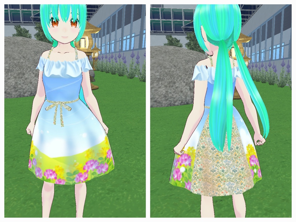 花柄オフショルワンピ4種類【無料版あり】一部修正