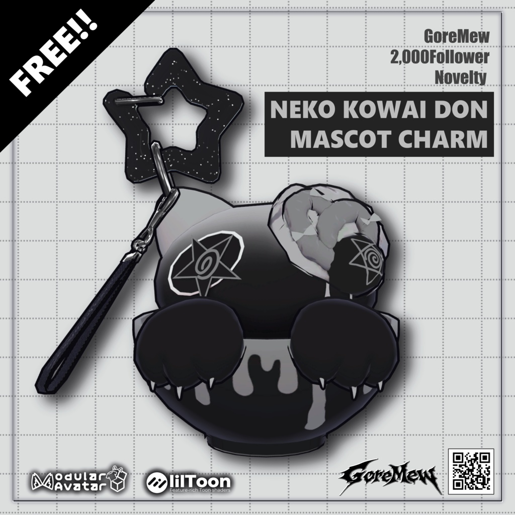 GoreMew Mascot Charm -2000Followers Novelty-
