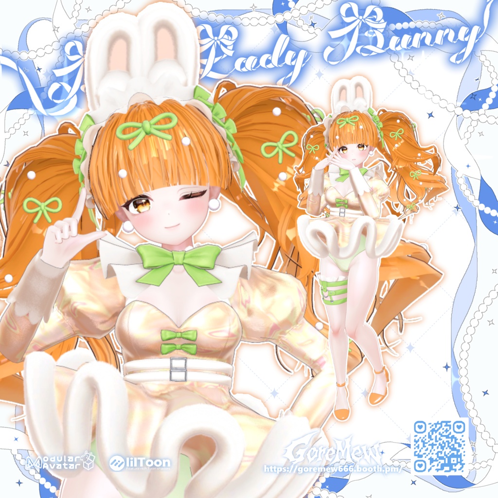 【髪型付き衣装】👯♀️『Blue Lady Bunny』💙【9アバター対応】
