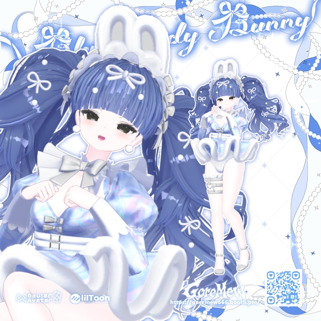 【髪型付き衣装】👯♀️『Blue Lady Bunny』💙【9アバター対応】