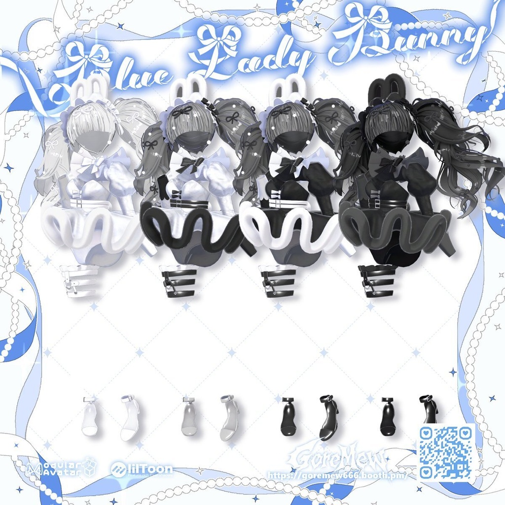 【髪型付き衣装】👯♀️『Blue Lady Bunny』💙【9アバター対応】