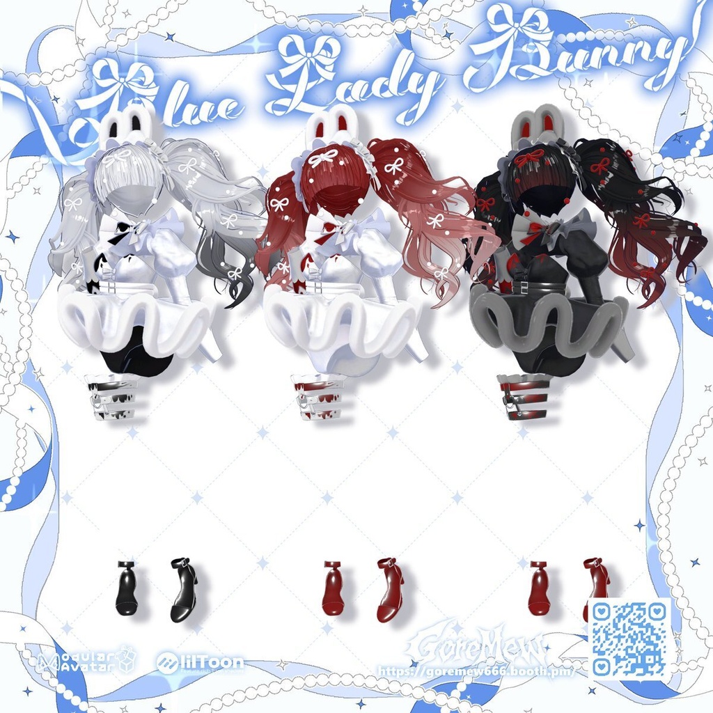 【髪型付き衣装】👯♀️『Blue Lady Bunny』💙【9アバター対応】