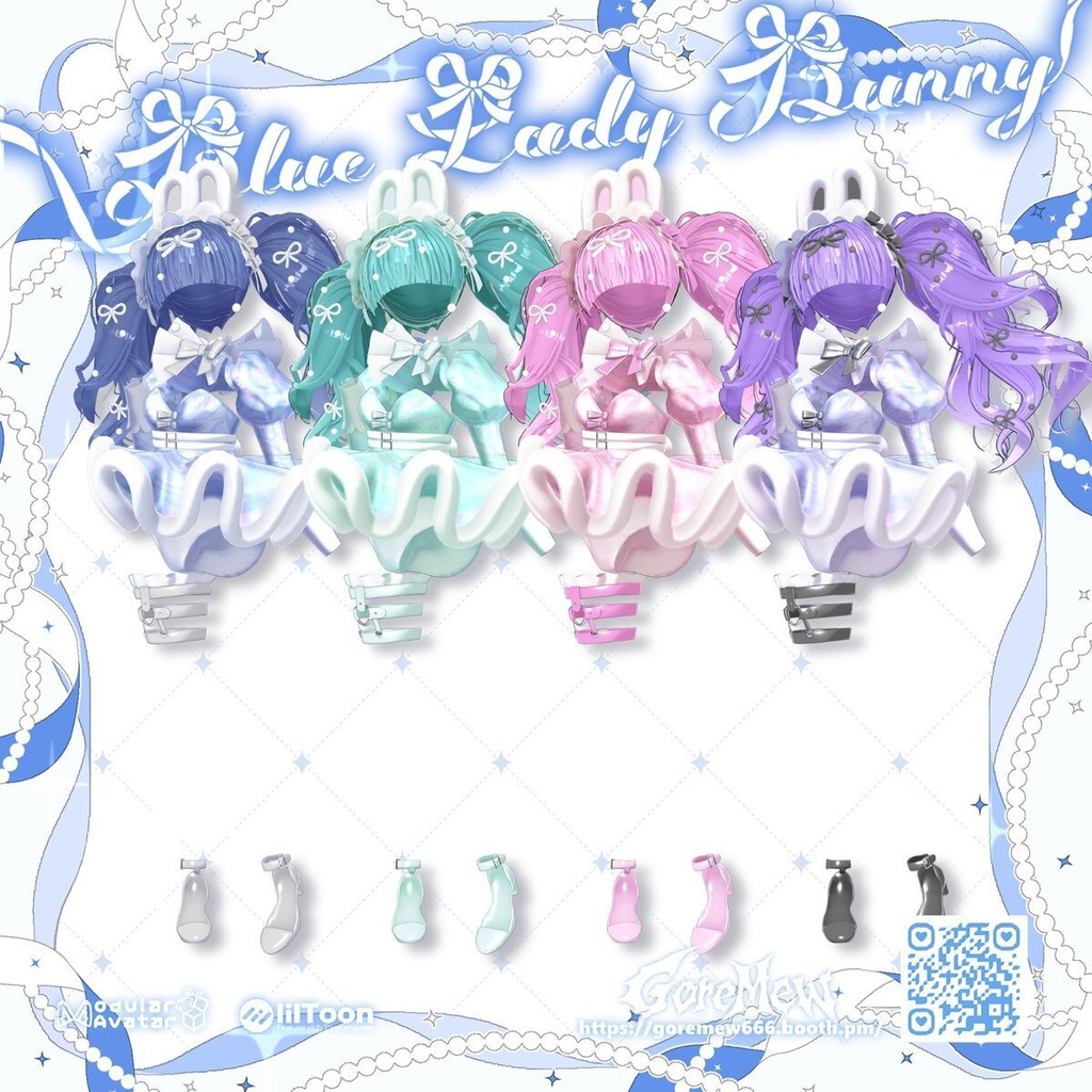 【髪型付き衣装】👯♀️『Blue Lady Bunny』💙【9アバター対応】