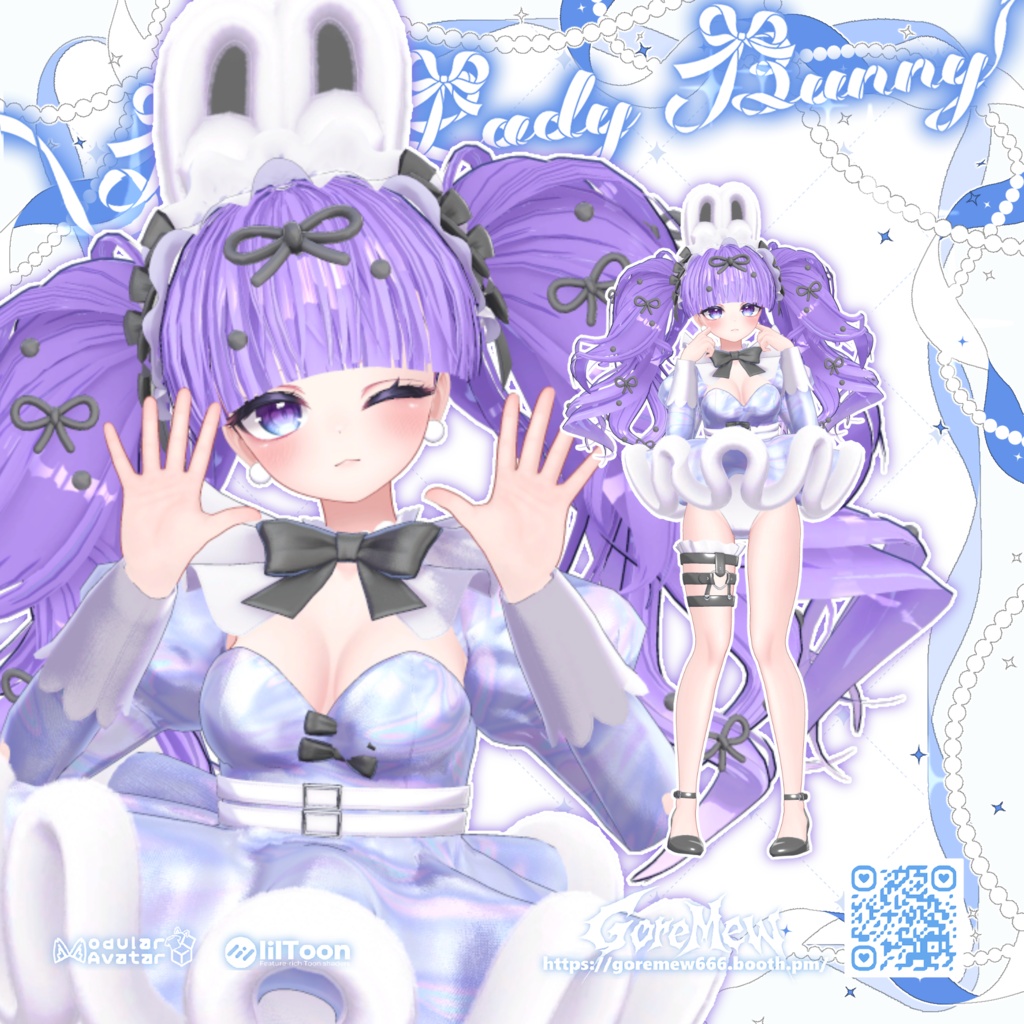 【髪型付き衣装】👯♀️『Blue Lady Bunny』💙【9アバター対応】