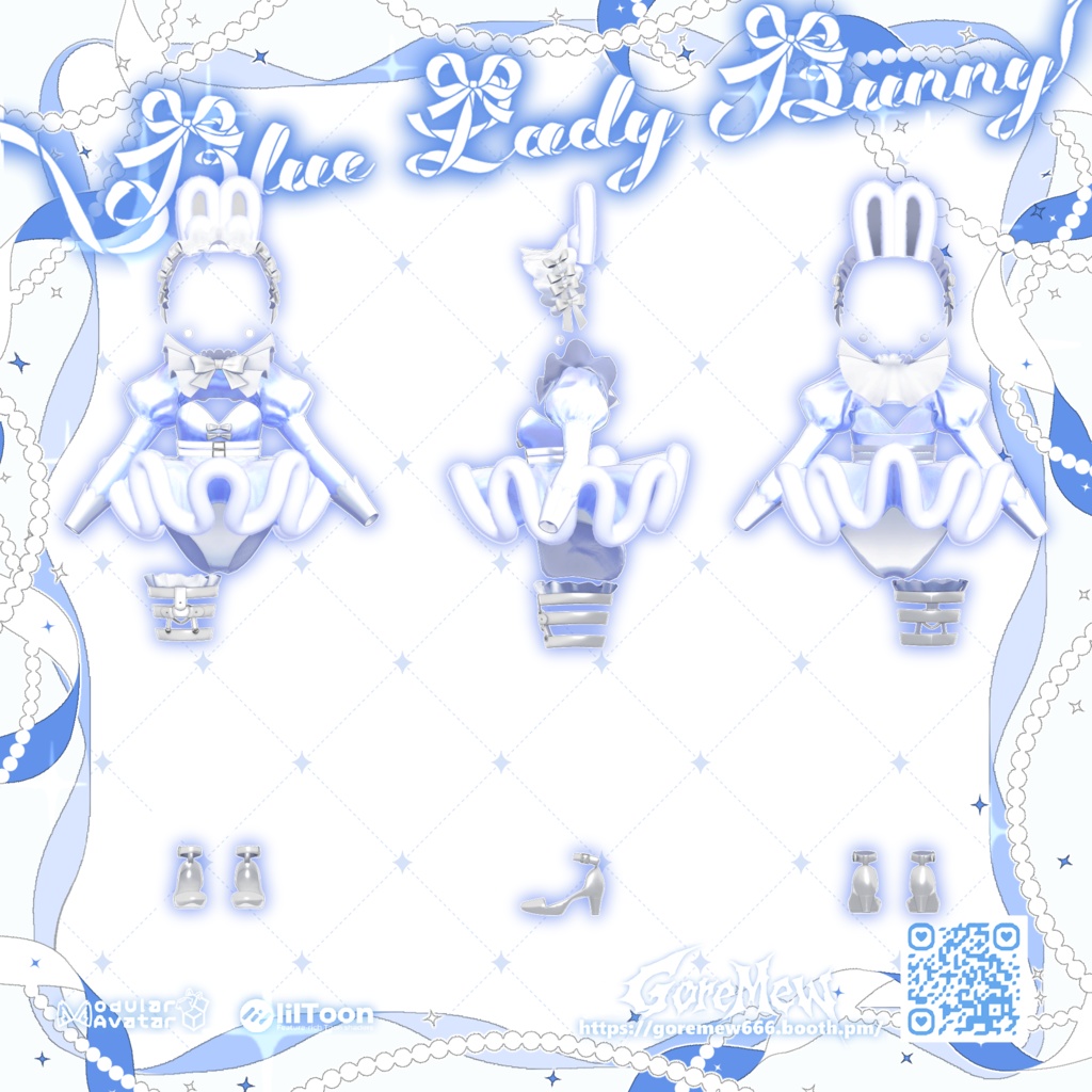 【髪型付き衣装】👯♀️『Blue Lady Bunny』💙【9アバター対応】