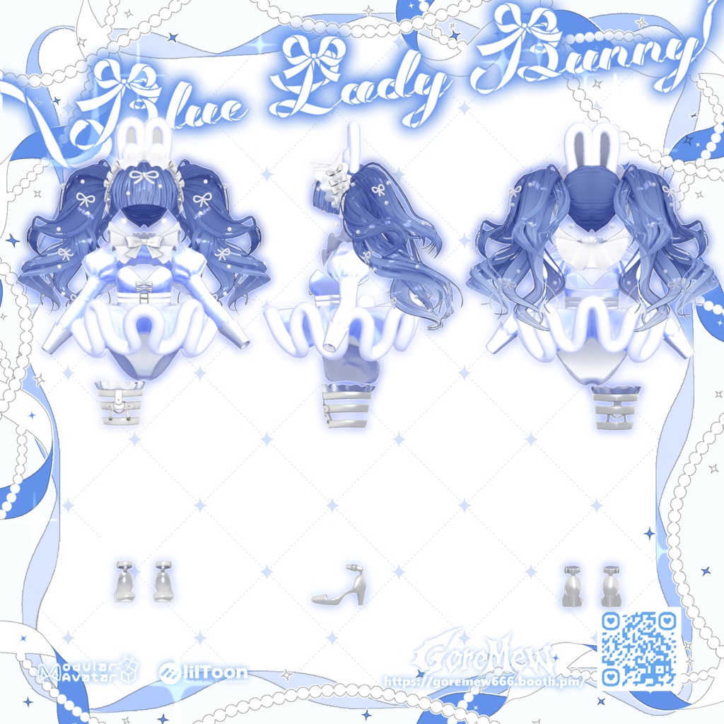 【髪型付き衣装】👯♀️『Blue Lady Bunny』💙【9アバター対応】
