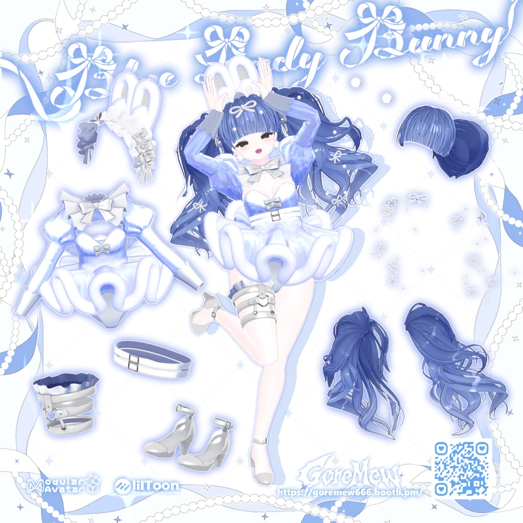 【髪型付き衣装】👯♀️『Blue Lady Bunny』💙【9アバター対応】