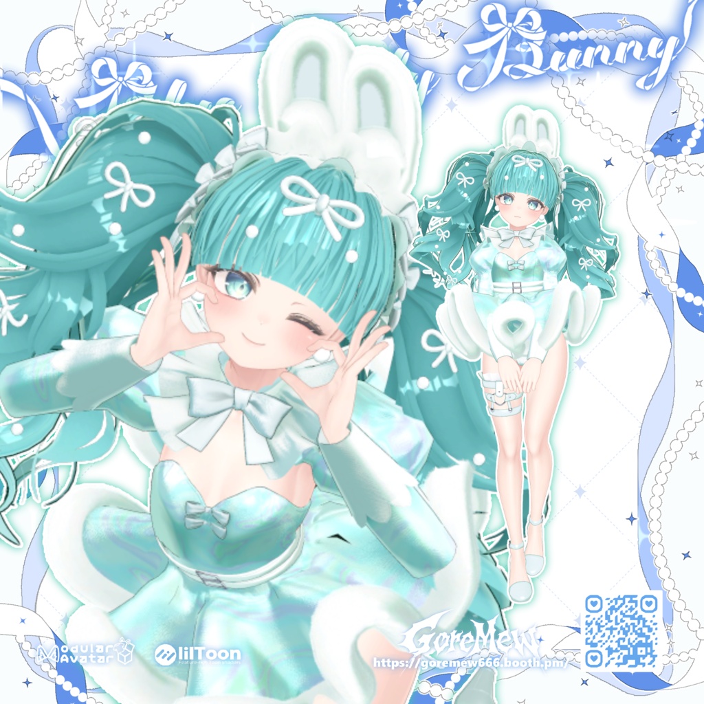 【髪型付き衣装】👯♀️『Blue Lady Bunny』💙【9アバター対応】
