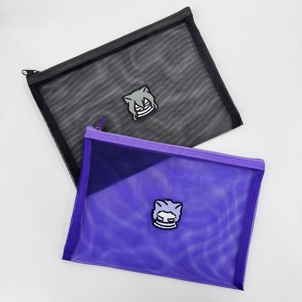 目つきの悪い猫師弟 刺繍メッシュポーチ