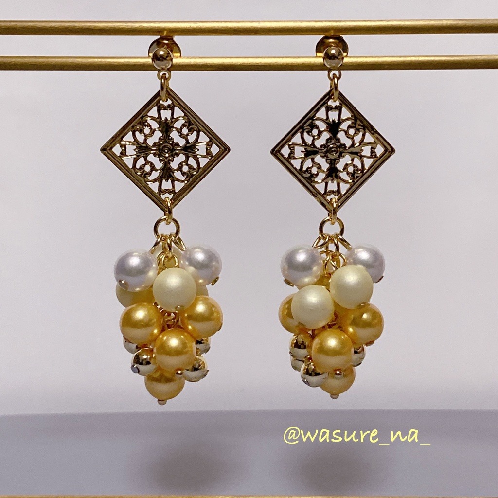 '25winterイエローパール耳飾り