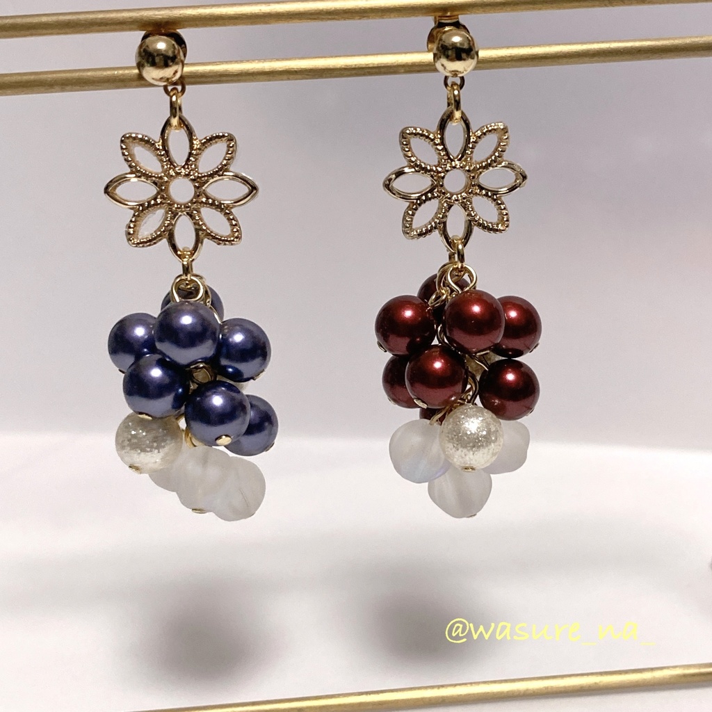 【金アレ対応】'25winter パープル＆レッド耳飾り