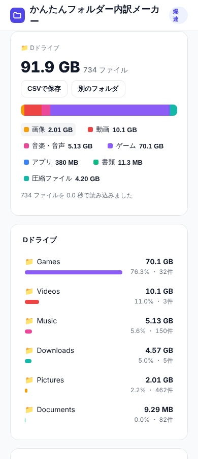 【ブラウザ完結】フォルダー内訳メーカー