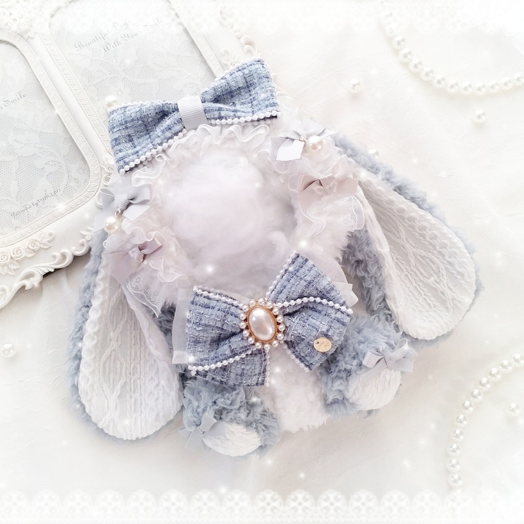 【14〜16cm】ツイードパールの垂れ耳うさぎちゃん